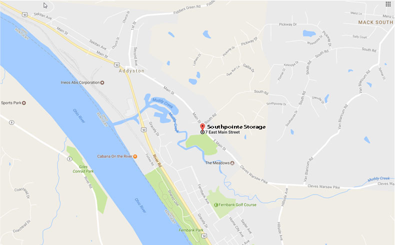 map to Southpointe Storage